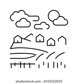 icono de línea de paisaje agro vector. signo de paisaje agro. símbolo de contorno aislado ilustración negra