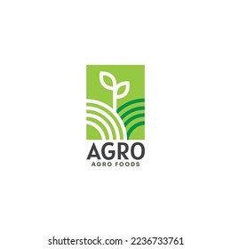 Agro Logo, Farming Logo, Green color paddyfield logo, Planting logo