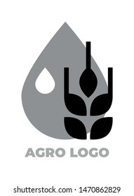 Agro logo for your company. Vector black and white isolated illustration.