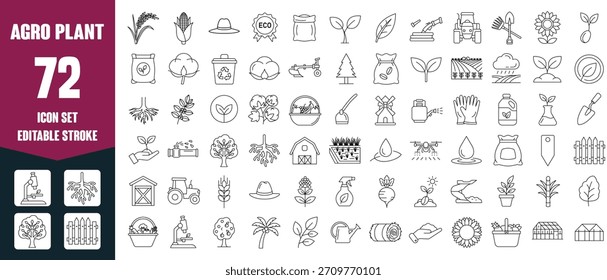 Conjunto de iconos de plantas agrícolas: iconos esenciales para la agricultura moderna y la gestión agrícola