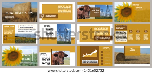 Diseño de plantilla de presentación agraria.Infografías vectoriales ...