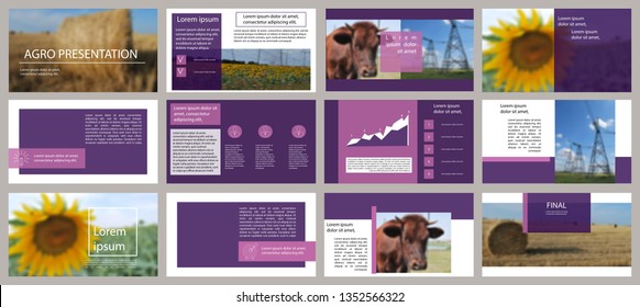 Agro presentation template. Elements for slide presentations on a white background. Flyer, brochure, corporate report, marketing, advertising, annual report, banner