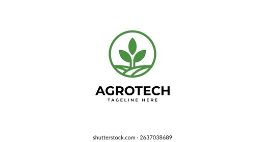 Agro tech logo design, Leaf logo design template