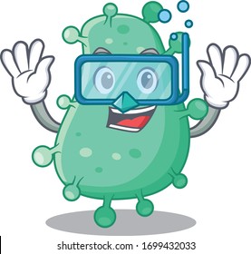 Agrobacterium tumefaciens mascot design concept wearing diving glasses