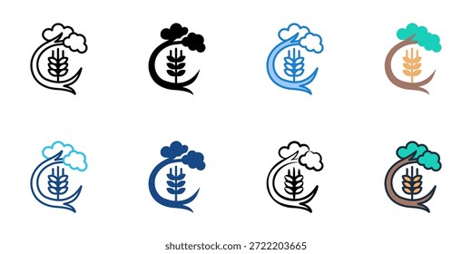 Los iconos de agrosilvicultura establecen una colección de estilo múltiple. Trazo editable 

