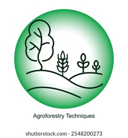 Agroforestry Techniques Icon – A Tree and Crops Together Indicating Combined Practices