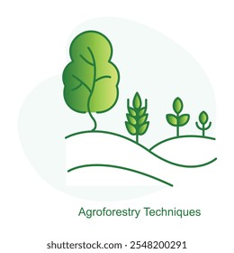 Agroforestry Techniques Icon – A Tree and Crops Together Indicating Combined Practices