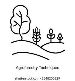 Agroforestry Techniques Icon – A Tree and Crops Together Indicating Combined Practices