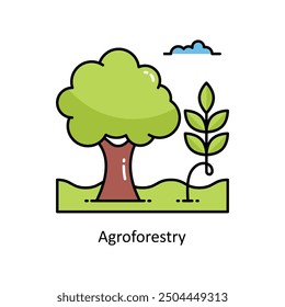 Agroforestry vector  Filled outline icon style illustration. Symbol on White background EPS 10 File