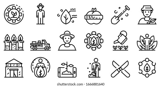 Agronomist icons set. Outline set of agronomist vector icons for web design isolated on white background