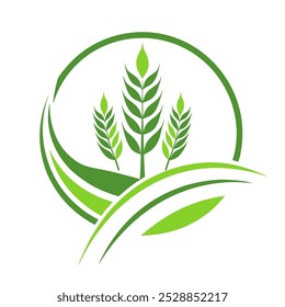 Agronomy logo icon. Agriculture logo design. Agronomy logo with plants on a fields. Vector illustration.