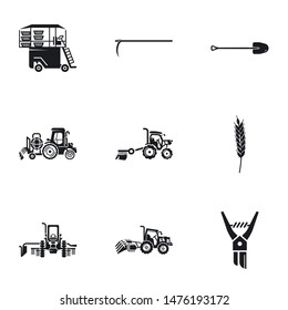 Agronomy machinery icon set. Simple set of 9 agronomy machinery vector icons for web design isolated on white background