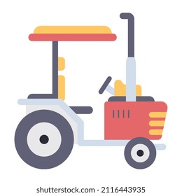 Icono de vehículo agronómico, diseño plano del tractor

