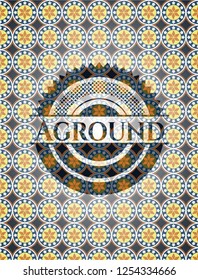 Aground arabesque style badge. arabic decoration.