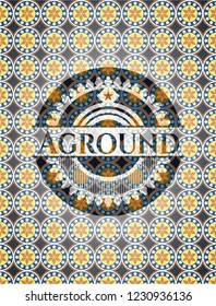 Aground arabic emblem. Arabesque decoration.