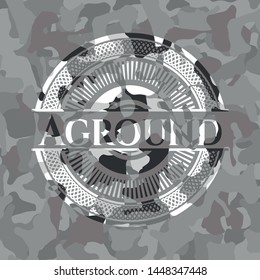 Aground grey camo emblem. Vector Illustration.