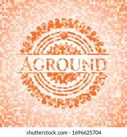 Ilustración de fondo de mosaico naranja. Mosaico geométrico cuadrado sin fisuras con emblema interior.