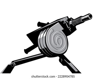 AGS-17 Plamya. Automatic grenade launcher on tripod. Isolated. Vector image for prints, poster and illustrations. 