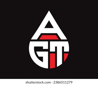 AGT letter water drop shape logo design. AGT drop logo simple design