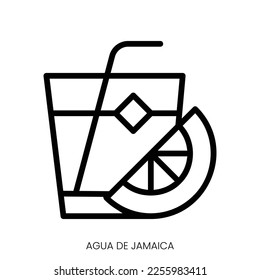 agua de jamaica icon. Line Art Style Design Isolated On White Background