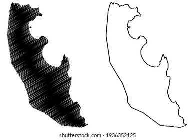 Agua Grande District (Democratic Republic of Sao Tome and Principe, Saint Thomas and Prince) map vector illustration, scribble sketch Agua Grande map