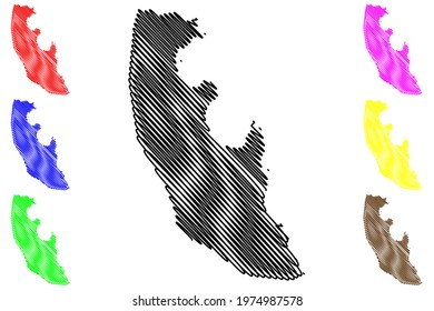 Agua Grande District (Democratic Republic of Sao Tome and Principe, Saint Thomas and Prince) map vector illustration, scribble sketch Agua Grande map