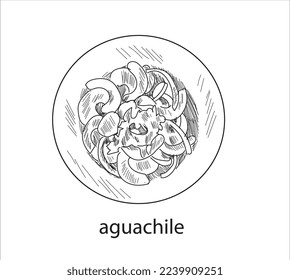 Aguachile mexican food vector. Best Mexican Dishes. Latin american food illustration.