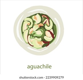 Aguachile mexican food vector. Best Mexican Dishes. Latin american food illustration.