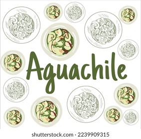 Aguachile mexican food vector. Best Mexican Dishes. Latin american food illustration.