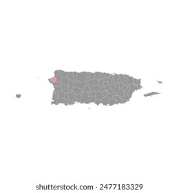 Aguada map, administrative division of Puerto Rico. Vector illustration.