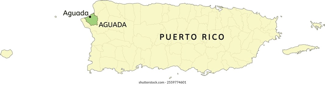 Aguada municipality and town of Aguada location on Puerto Rico map