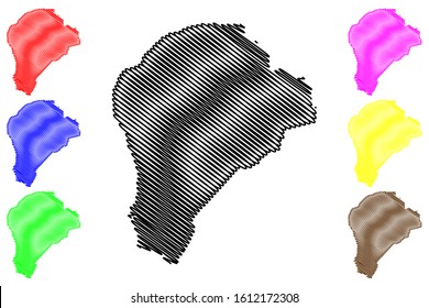 Aguadilla Municipal (Commonwealth of Puerto Rico, Porto Rico, PR, Unincorporated territories of the United States) map vector illustration, scribble sketch Aguadilla map