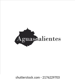 Aguascalientes map and black lettering design on white background