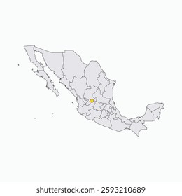 Aguascalientes Region highlighted on Mexico map