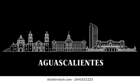Aguascalientes skyline with Mexico Black background.