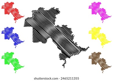 Ilustración vectorial de mapas del municipio de Aguia Branca (estado de Espírito Santo, Municipios de Brasil, República Federativa de Brasil), bosquejo de garabatos