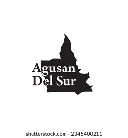 Agusan Del Sur Philippines map and black lettering design on white background