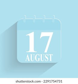 Agust 17 Daily Calendar Icon Date And Time Day Month Holiday Flat Designed Vector Illustration