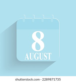 Agust 8 Daily Calendar Icon Date And Time Day Month Holiday Flat Designed Vector Illustration