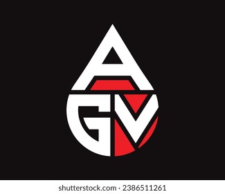 Diseño del logotipo de la forma de gota de agua de la letra AGV. Diseño sencillo de logotipo de caída AGV