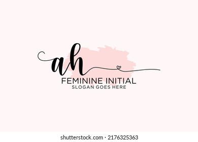 Monograma de belleza AH y elegante logo de diseño de la escritura a mano de marca inicial, boda, moda, floral y botánica con plantilla creativa.