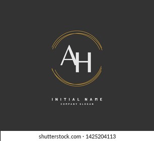 A AH Beauty vector initial logo, handwriting logo of initial wedding, fashion, jewerly, signature, boutique, floral and botanical with creative template for any company or business.
