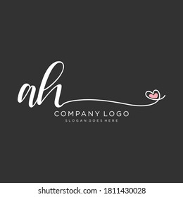 AH Beauty vector initial logo, handwriting logo of initial signature, wedding, fashion, jewelry, boutique, floral and botanical with creative template for any company or business.