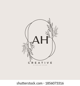 AH Beauty vector initial logo art, handwriting logo of initial signature, wedding, fashion, jewerly, boutique, floral and botanical with creative template for any company or business.