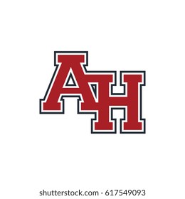 ah combination of uppercase initials red black logo