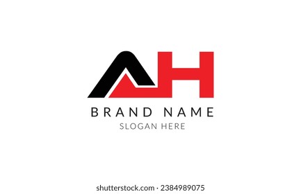 ah creativa plantilla de logotipo de letra roja negra.