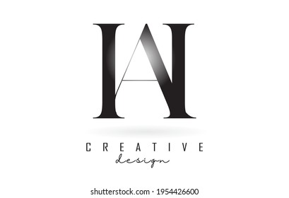 AH a h letter design logo logotype concept with serif font and elegant style. Vector illustration icon with letters A and H.
