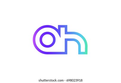 AH A H letter logo combination alphabet vector creative company icon design template modern  pink blue contour line art