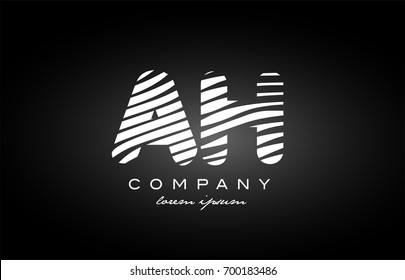 AH A H letter logo combination black white alphabet vector creative company icon design template modern
