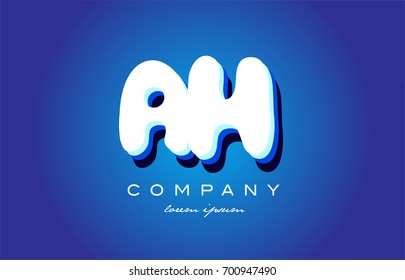 AH A H letter logo combination alphabet vector creative company icon design template modern blue white 3d